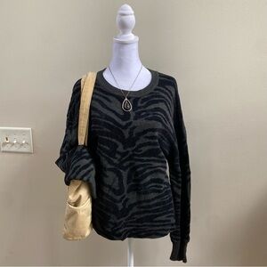 John + Jenn Black & Gray Animal Print Pullover Sweater